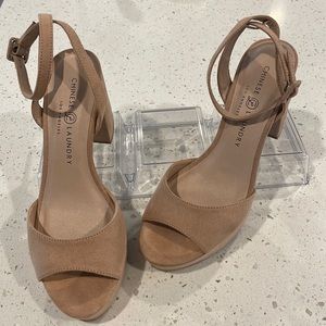 Chinese Laundry Theresa Platform Sandal dark nude  size:8 tall block heel